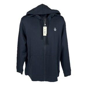 Original Penguin Slim Fit Zip Fleece Hoodie Jacket Men's XL Black New $74